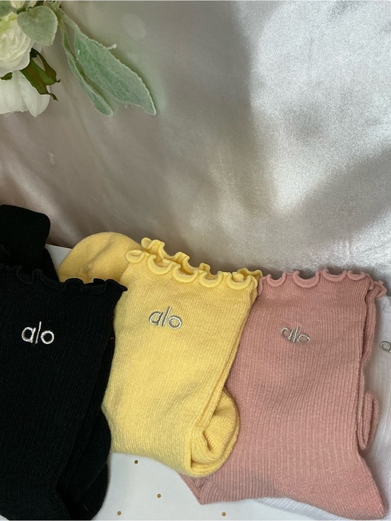 ALO Yoga Other - NWOT Alo Yoga Lettuce Edge Socks Black White Yellow Pink